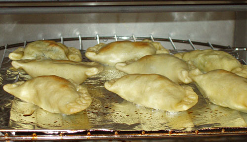 Spaniko-pierogi in the toaster oven